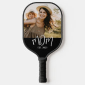 Mom Established Fun Script Photo Pickleball Schläger (Vorderseite)