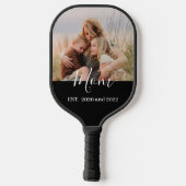 Mom Established Fun Script Photo Pickleball Schläger (Rückseite)