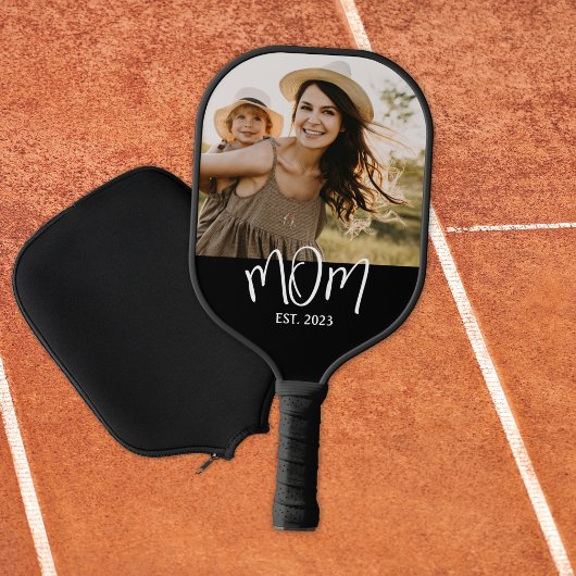 Mom Established Fun Script Photo Pickleball Schläger