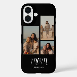 Mom Established Graceful Script Black 3 Photo iPhone 16 Hülle