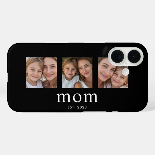 Mom Established Modern Black 3 Photo Case-Mate iPhone Hülle (Rückseite (Horizontal))