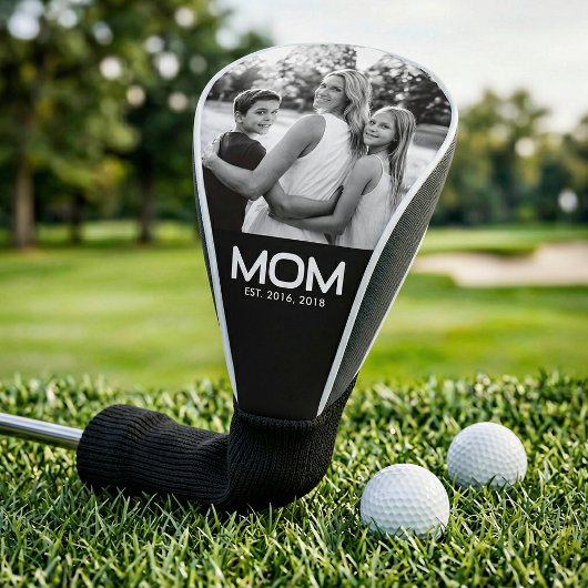 Mom Established Modern Bold Photo Golf Headcover