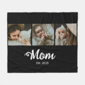 Mom Established Modern Bold Script Black 3 Photo Fleecedecke (Vorderseite (Horizontal))