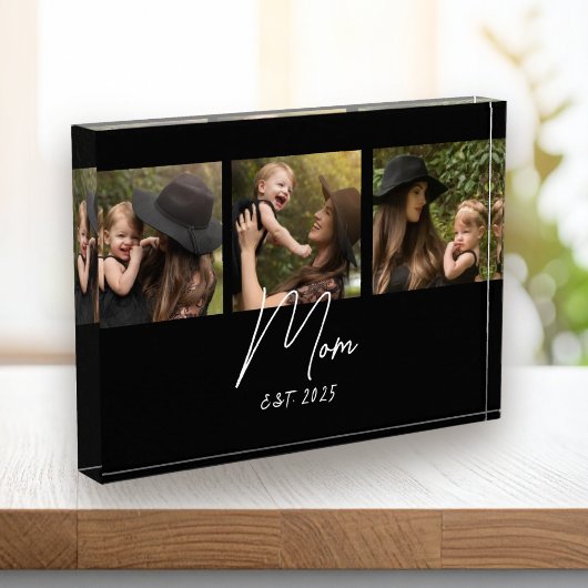 Mom Established Modern Bold Script Black 3 Photo Fotoblock