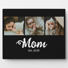 Mom Established Modern Bold Script Black 3 Photo Fotoplatte
