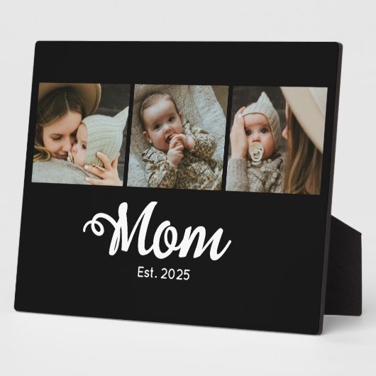 Mom Established Modern Bold Script Black 3 Photo Fotoplatte (Seite)