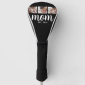 Mom Established Modern Bold Script Black 3 Photo Golf Headcover (Vorderseite)