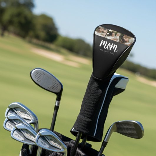 Mom Established Modern Bold Script Black 3 Photo Golf Headcover