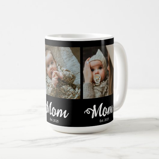 Mom Established Modern Bold Script Black 3 Photo Kaffeetasse (VorderseiteRechts)