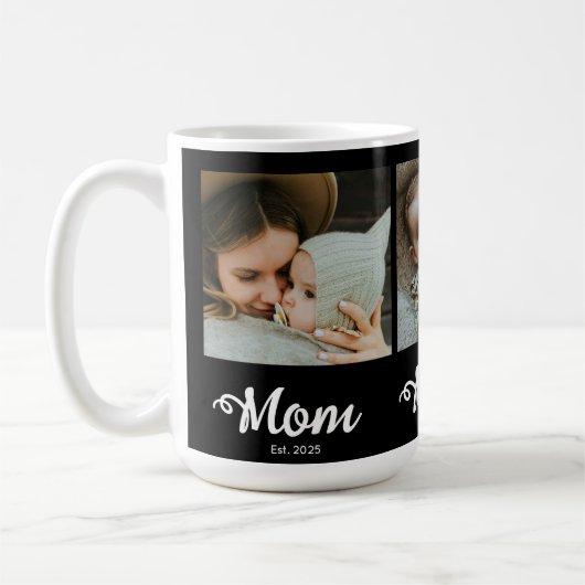 Mom Established Modern Bold Script Black 3 Photo Kaffeetasse (Links)