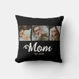 Mom Established Modern Bold Script Black 3 Photo Kissen