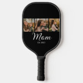 Mom Established Modern Bold Script Black 3 Photo Pickleball Schläger (Rückseite)