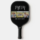 Mom Established Modern Bold Script Black 3 Photo Pickleball Schläger (Rückseite)