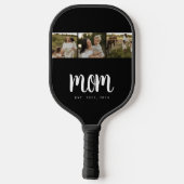 Mom Established Modern Bold Script Black 3 Photo Pickleball Schläger (Rückseite)
