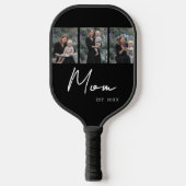 Mom Established Modern Bold Script Black 3 Photo Pickleball Schläger (Vorderseite)