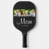 Mom Established Modern Bold Script Black 3 Photo Pickleball Schläger (Vorderseite)