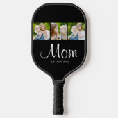 Mom Established Modern Bold Script Black 3 Photo Pickleball Schläger (Rückseite)