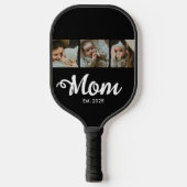 Mom Established Modern Bold Script Black 3 Photo Pickleball Schläger (Vorderseite)