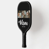 Mom Established Modern Bold Script Black 3 Photo Pickleball Schläger (Links)