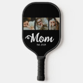 Mom Established Modern Bold Script Black 3 Photo Pickleball Schläger (Rückseite)