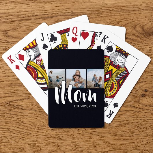 Mom Established Modern Bold Script Black 3 Photo Spielkarten