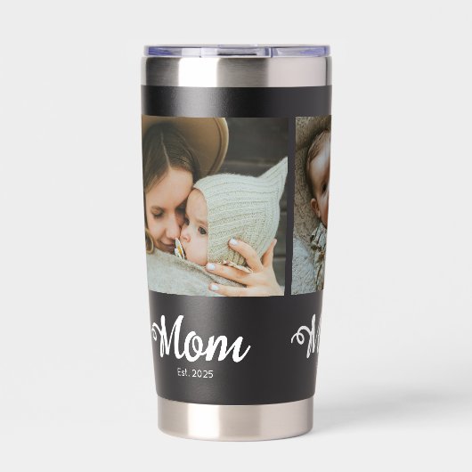 Mom Established Modern Bold Script Black 3 Photo Thermobecher (Vorderseite)