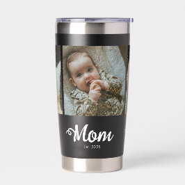 Mom Established Modern Bold Script Black 3 Photo Thermobecher