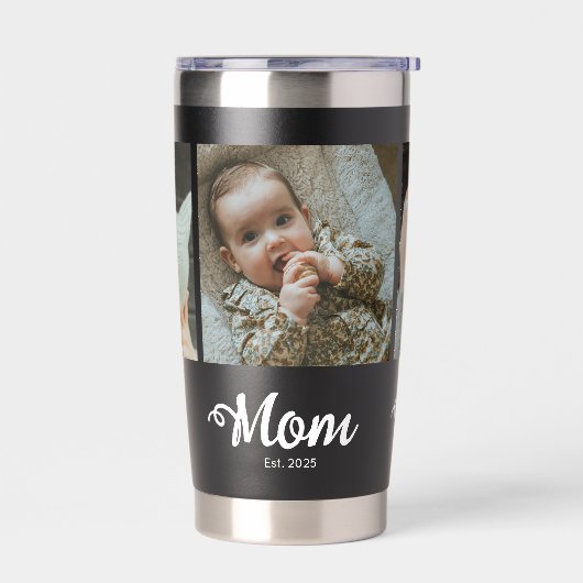 Mom Established Modern Bold Script Black 3 Photo Thermobecher (Links)