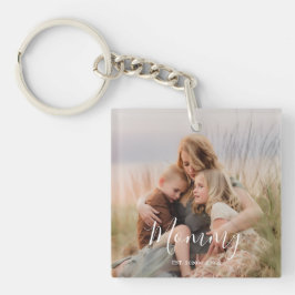 Mom Established Modern Elegant Script Photo  Schlüsselanhänger