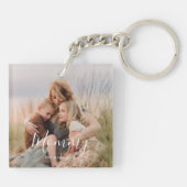 Mom Established Modern Elegant Script Photo  Schlüsselanhänger (Rückseite)