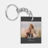 Mom Established Modern Elegant Script Photo  Schlüsselanhänger (Vorderseite links)