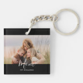 Mom Established Modern Elegant Script Photo  Schlüsselanhänger (Rückseite)