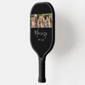 Mom Established Modern ElegantScript Black 3 Photo Pickleball Schläger (Links)