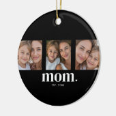 Mom Established Modern Minimal Black 3 Photo Keramik Ornament (Links)