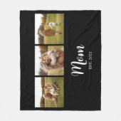 Mom Established Modern Script 3 Photo Black Fleecedecke (Vorderseite)