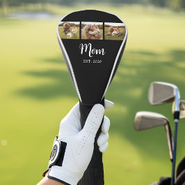 Mom Established Modern Script 3 Photo Black Golf Headcover