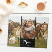 Mom Established Modern Script 3 Photo Black Puzzle