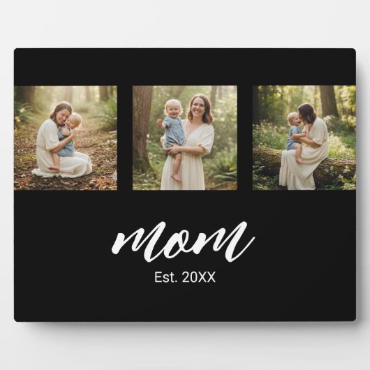 Mom Established Modern Script 3 Photo Fotoplatte (Vorderseite)
