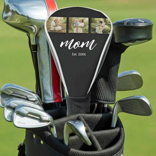 Mom Established Modern Script 3 Photo Golf Headcover