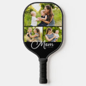 Mom Established Modern Script 3 Photo Pickleball Schläger (Vorderseite)