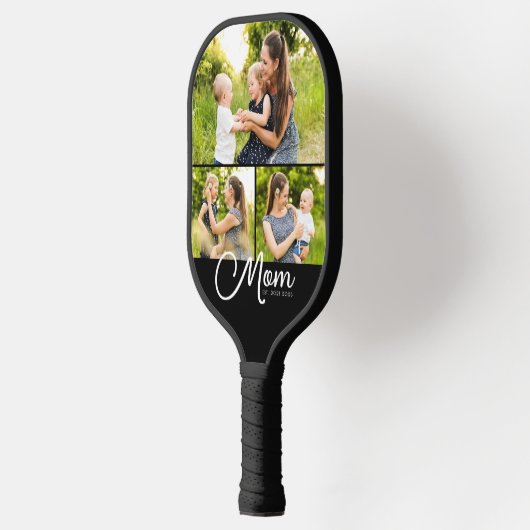Mom Established Modern Script 3 Photo Pickleball Schläger (Links)