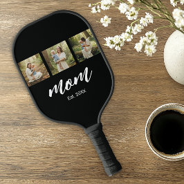 Mom Established Modern Script 3 Photo Pickleball Schläger