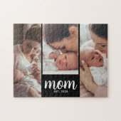 Mom Established Modern Script 3 Photo Puzzle (Horizontal)