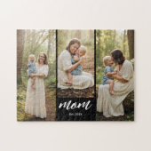 Mom Established Modern Script 3 Photo Puzzle (Horizontal)