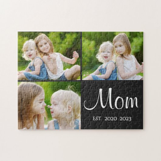 Mom Established Modern Script 3 Photo Puzzle (Horizontal)