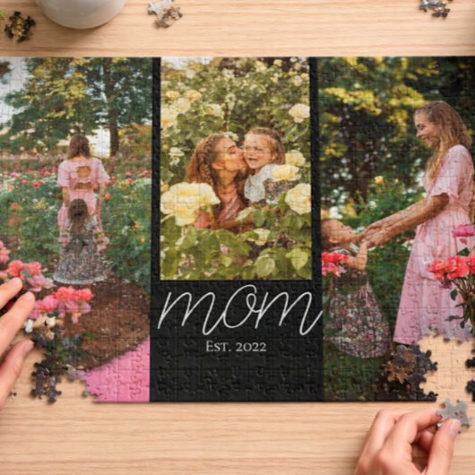 Mom Established Modern Script 3 Photo  Puzzle