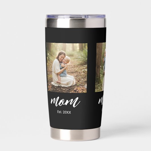 Mom Established Modern Script 3 Photo Thermobecher (Vorderseite)