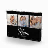 Mom Established Modern Script Black 3 Photo Block (Rechts)