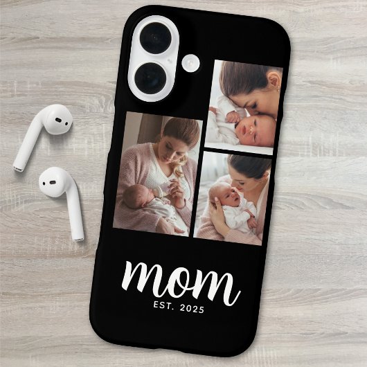 Mom Established Modern Script Black 3 Photo Case-Mate iPhone Hülle