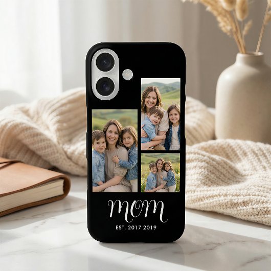 Mom Established Modern Script Black 3 Photo Case-Mate iPhone Hülle